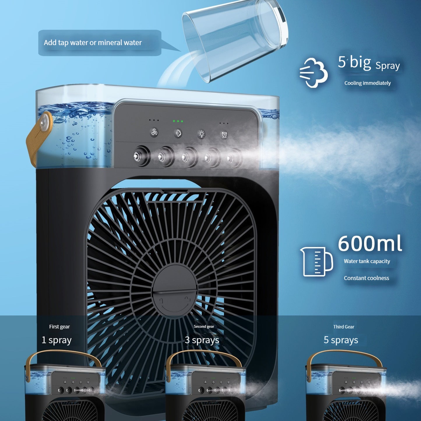 Ventilateur humidificateur portable